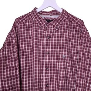 Ariat Pro Series Nicco Mens XXL Burgundy Plaid Long Sleeve Button Down Shirt